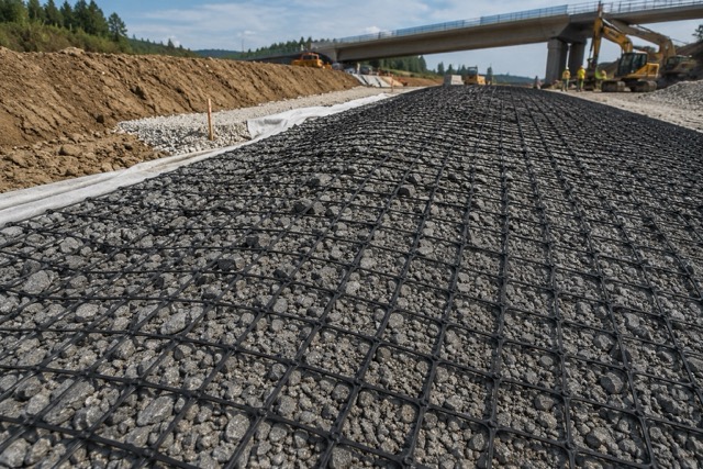 Použití geomříže Thrace TG na stavbě